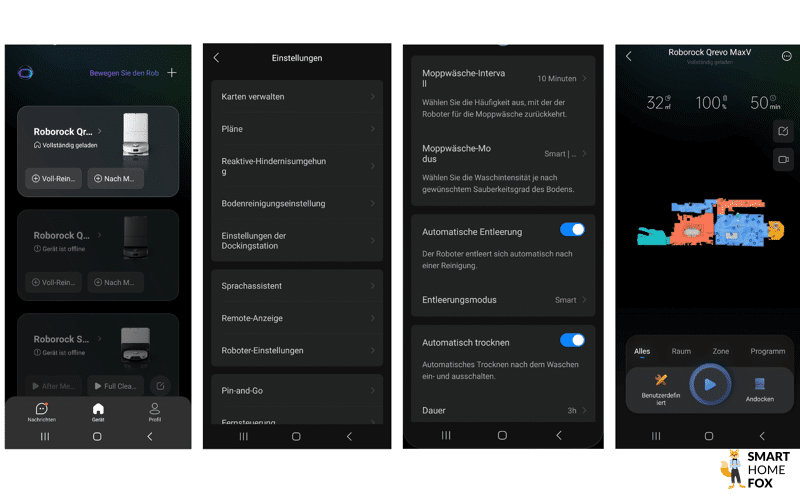 Die Handyapp des Roborock Q Revo MaxV ist zu sehen´.
